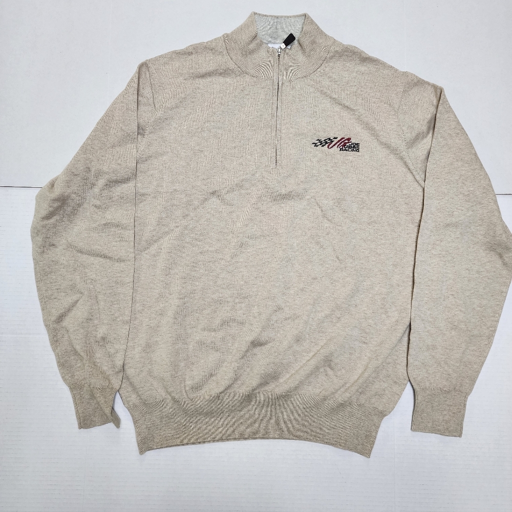 Peter Millar Men's Size Large Joe Gibbs Racing Beige 1/4 Zip Soft Pullover
